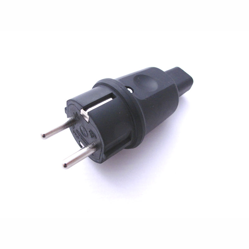 Vollgummi Flachbandkabel Konturenstecker IP44 mit seitlicher Schraube für Flachleitung H05RNH2-F 2x1,5 mm²