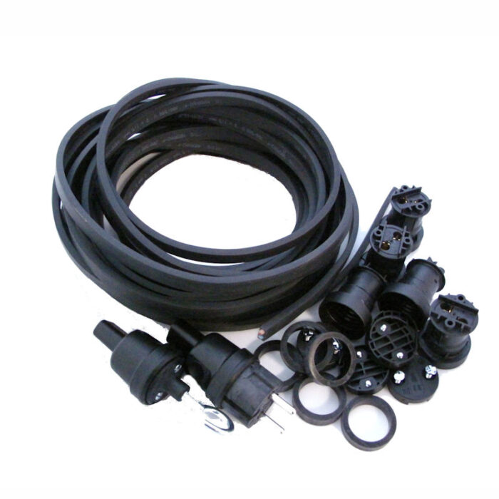 Illu Lichterketten Bausatz 10 Meter mit 10 Fassungen E 27 + Stecker + Endstück - schwarzes Kabel