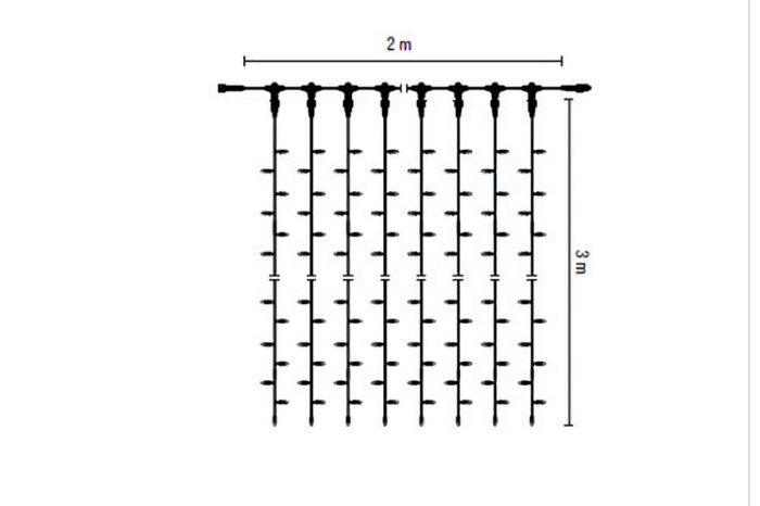 MK 019-331 LED Drape Lite 600 - 230 V - Lichtvorhang 2x3 Meter - 600 Warmweisse LED - Koppelbares System IP 67 – Bild 3